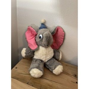 Vtg Walt Disney Characters Dumbo Stuffed Plush MADE IN USA 14" 1960s